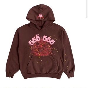 Brand New Sp5der Worldwide Angel Numbers Hoodie in Brown | Size: Medium